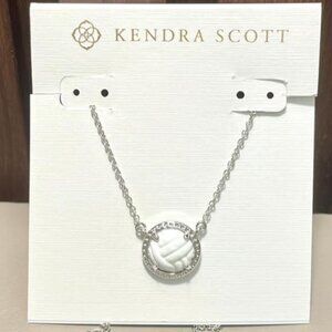 Kendra Scott Volleyball Silver Short Pendant Necklace in White